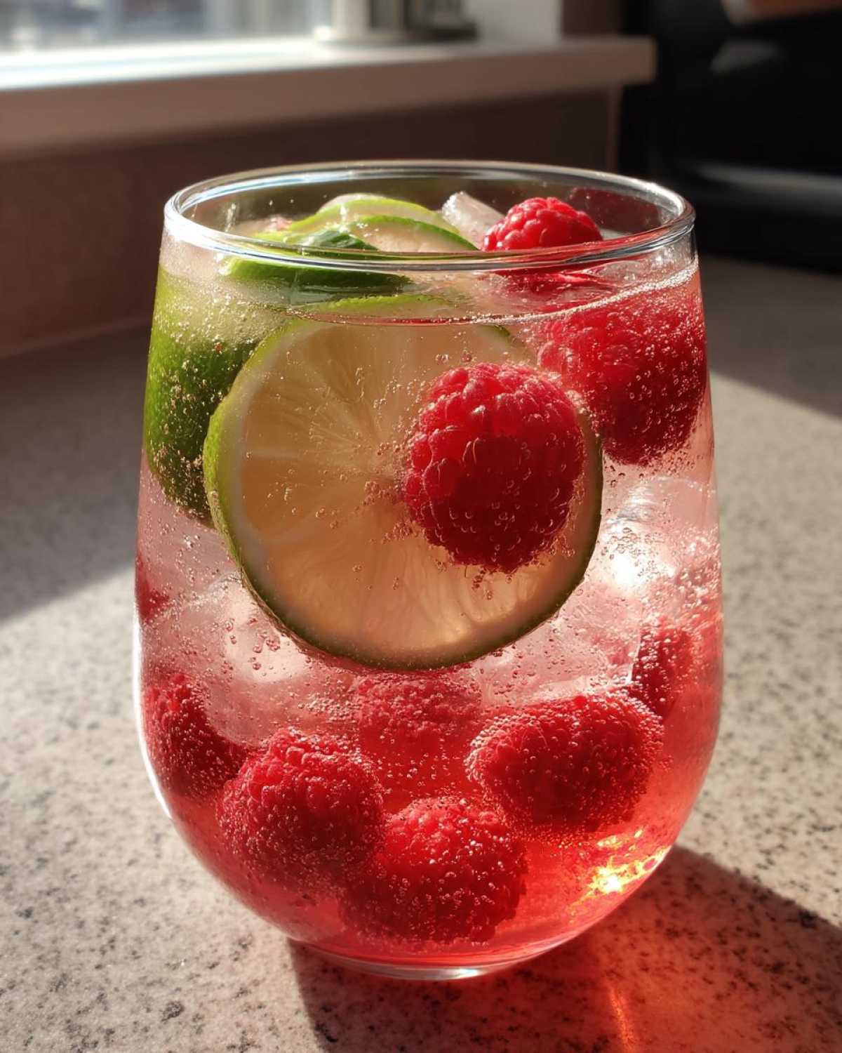 Raspberry Lime Rickey (Sparkling Mocktail or Cocktail) - detail 1