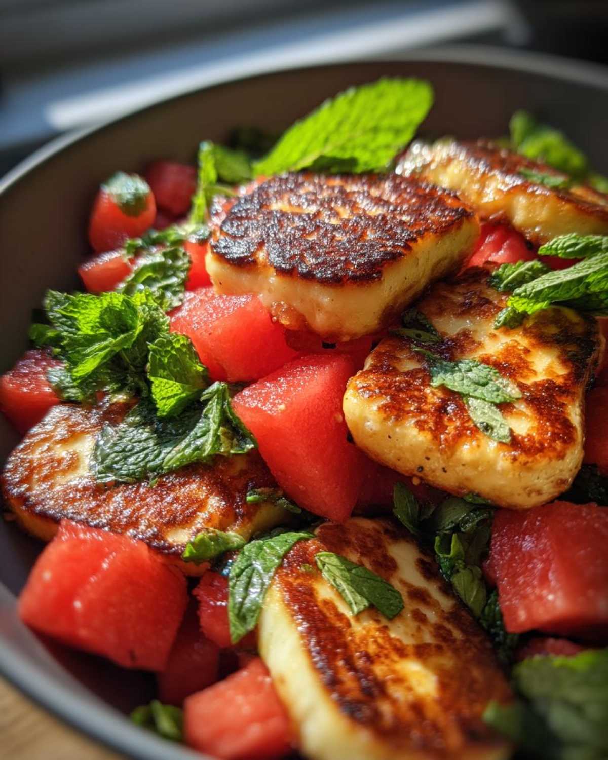 Grilled Halloumi Salad with Watermelon and Mint - detail 4
