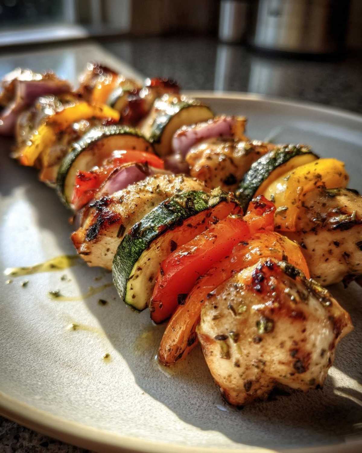 Lemon Herb Grilled Chicken Kebabs with Summer Vegetables - detail 2