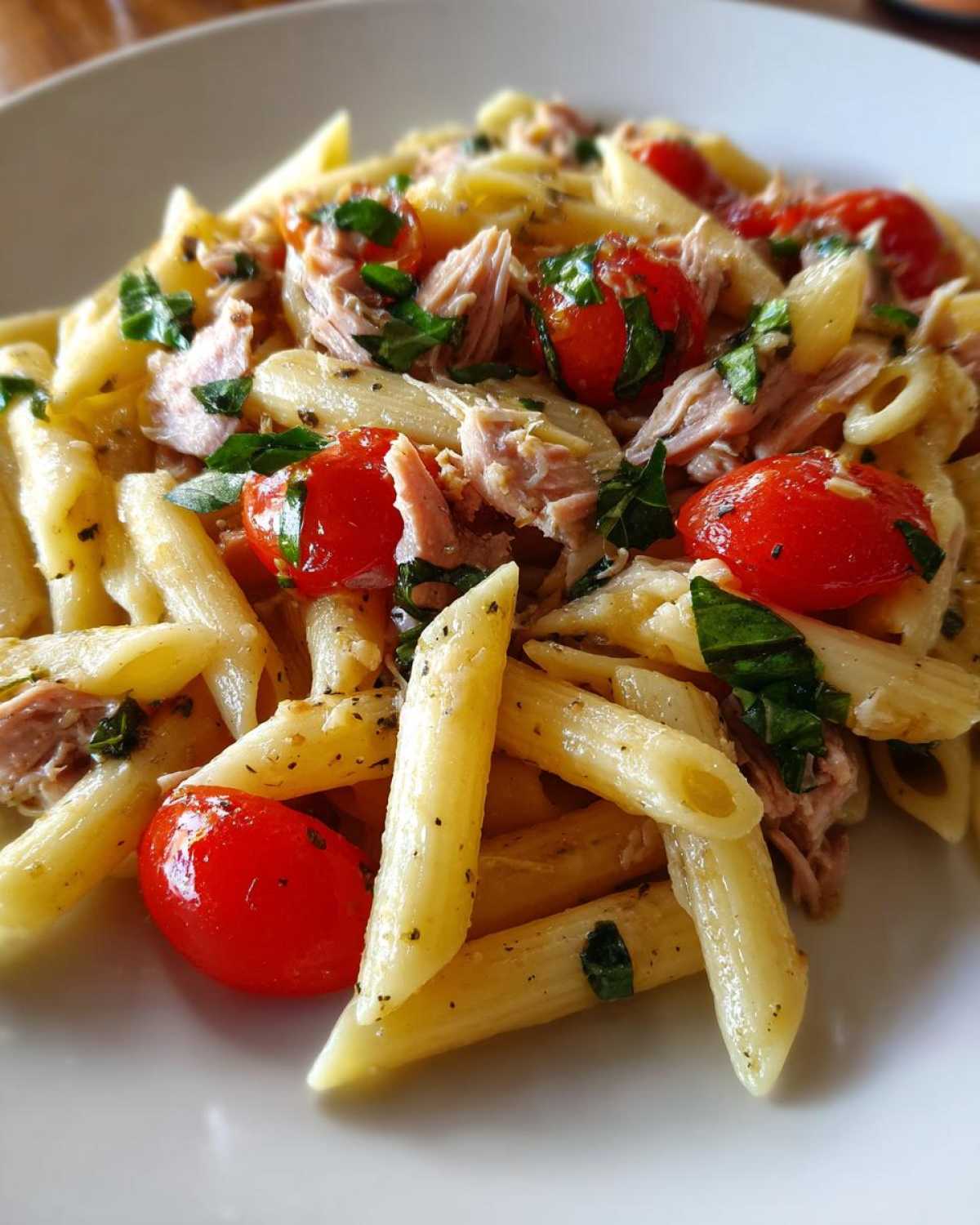 Tomato basil tuna pasta - detail 1