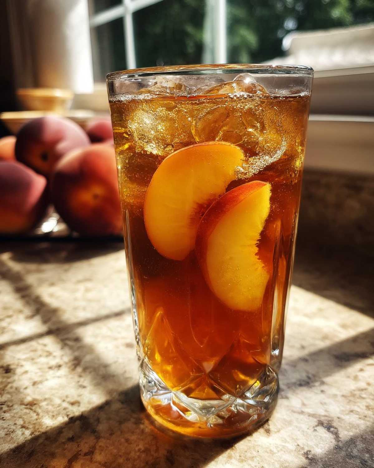 Homemade Fresh Peach Iced Tea - detail 1